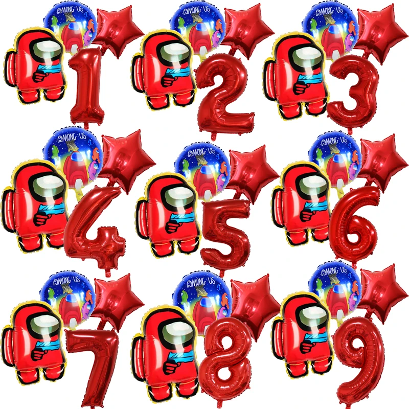 Набор воздушных шаров Amonged красный синий 32 дюйма цифры видеоигра США товары для