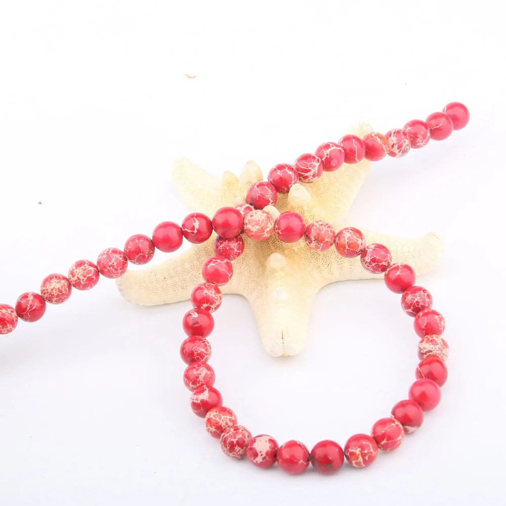 

Round Natural Stone Beads Red Emperor Stones Loose Stone Bead for Bracelet Necklace Jewelry Making DIY Size 4mm/6mm/8mm/10mm