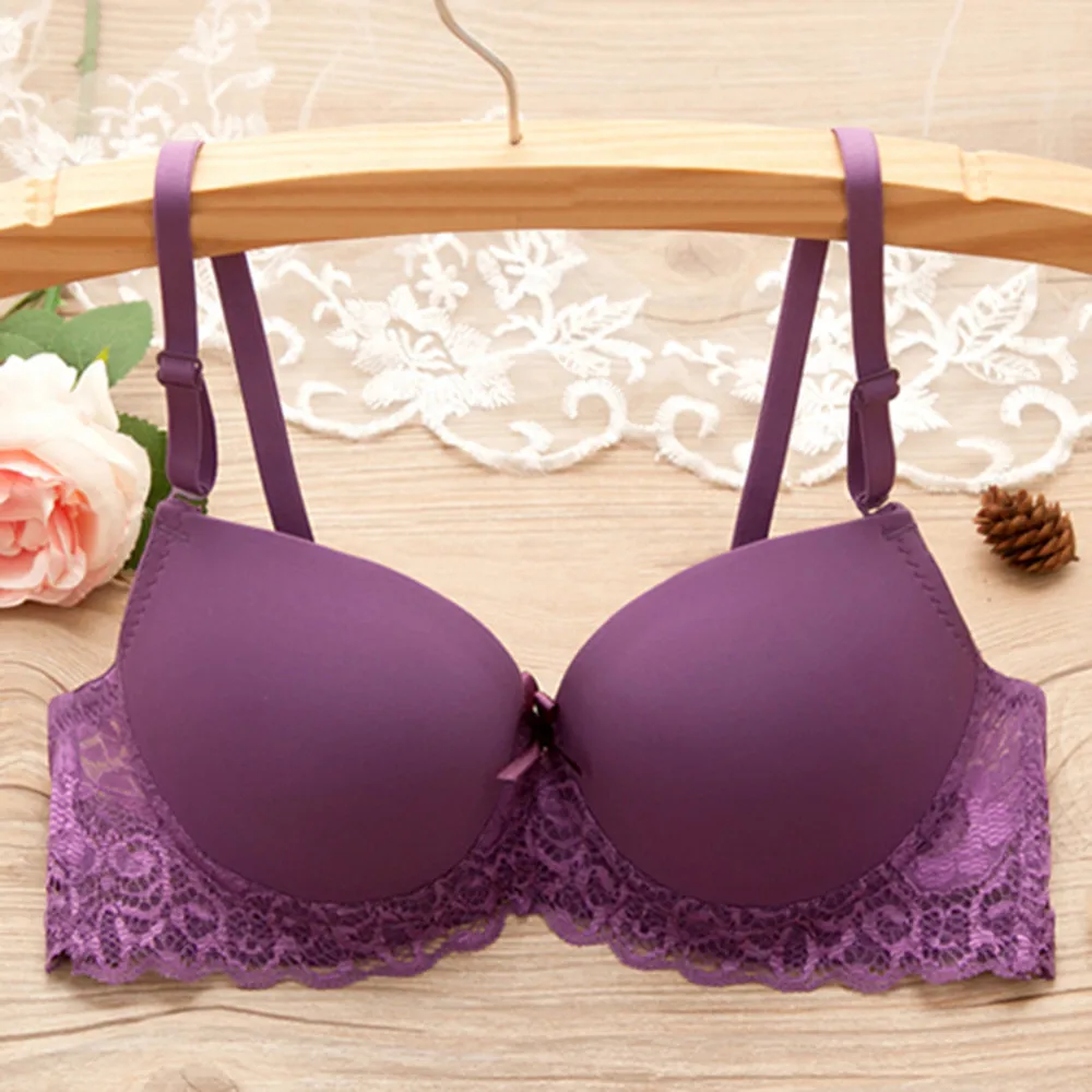 

T# Women Sexy Lace Push Up Bras Tank Cami Crop Underwear Bowknot Push Up Bras Bralette Ultrathin Pure Cotton Brassiere Women