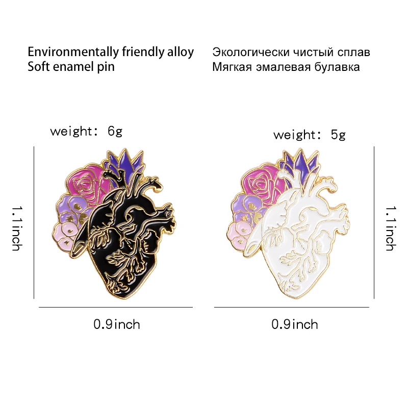 Женская Брошь с эмалью значок на булавке в виде розового цветка черного или