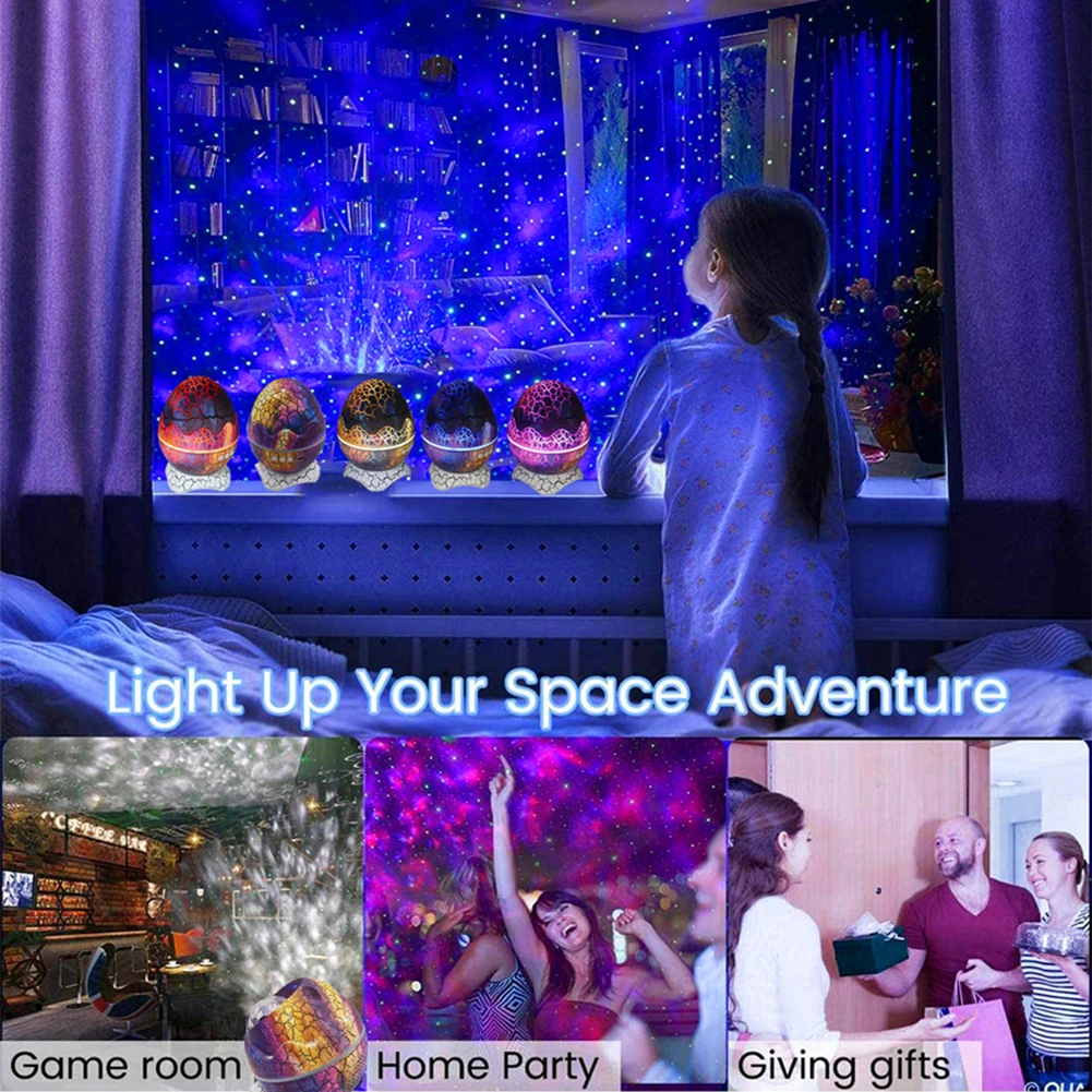 Creative Dinosaur Egg Starry Projector Light Remote Control Music Night Atmosphere Special Lamp Kids Gift | Лампы и освещение