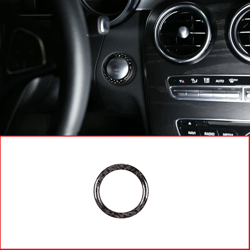 

Pegatinas de anillo de arranque para motor de coche, fibra de carbono suave para Mercedes Benz Clase C W205 GLC X253 2013-2019