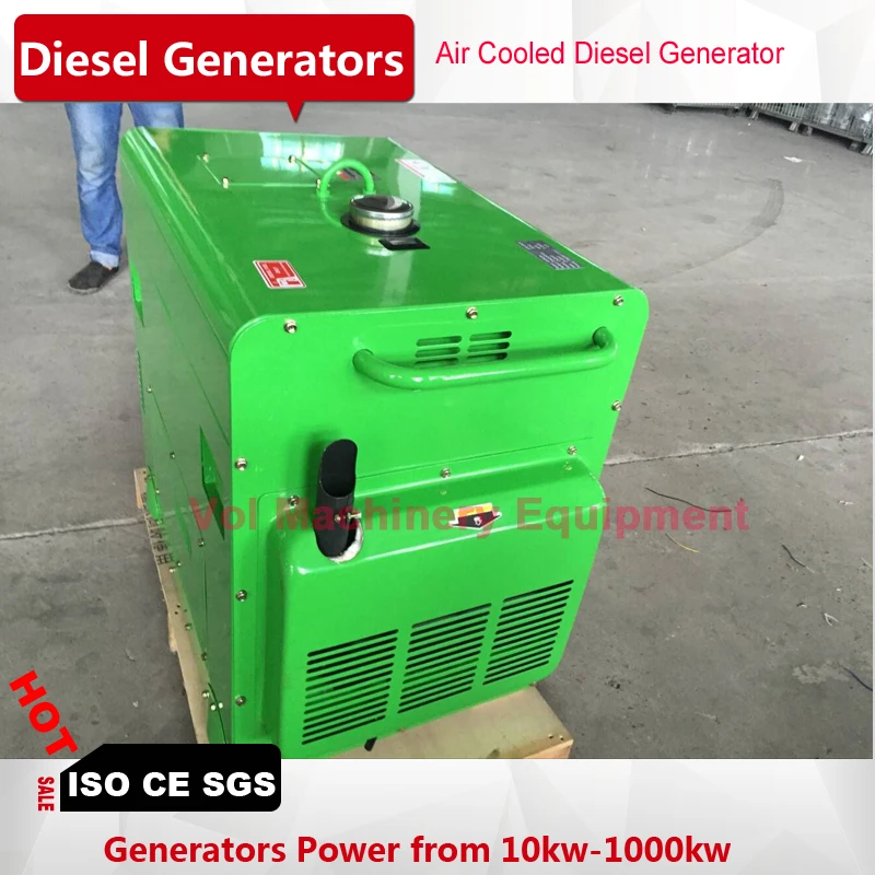 Дизельный генератор 8 кВт бесшумное воздушное охлаждение с однофазными 100%