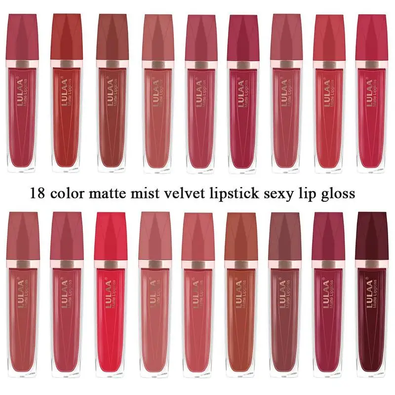

18colors Lipgloss Moisturizing Non-stick Cup Lip Makeup Long Lasting Waterproof Cosmetic Velvet Matte Lipgloss Sexy Lip Gloss