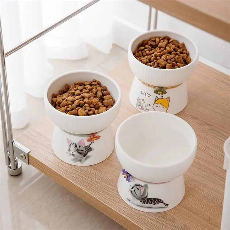 

Pet Bowl Cute Cartoon Pet Cat Feeder Kitten Water Bowl Ceramic Dog Cat Food Bowls Pets Drinking Feeding Container Cat Supplies