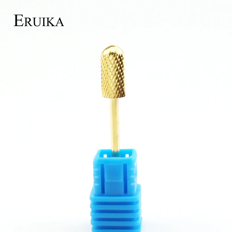 ERUIKA, 1 шт., круглые сверла из карбида для ногтей, Электрический Маникюрный сверлильный станок, фрезерный резак, вращающийся Золотой заусенец, аксессуары для дизайна ногтей