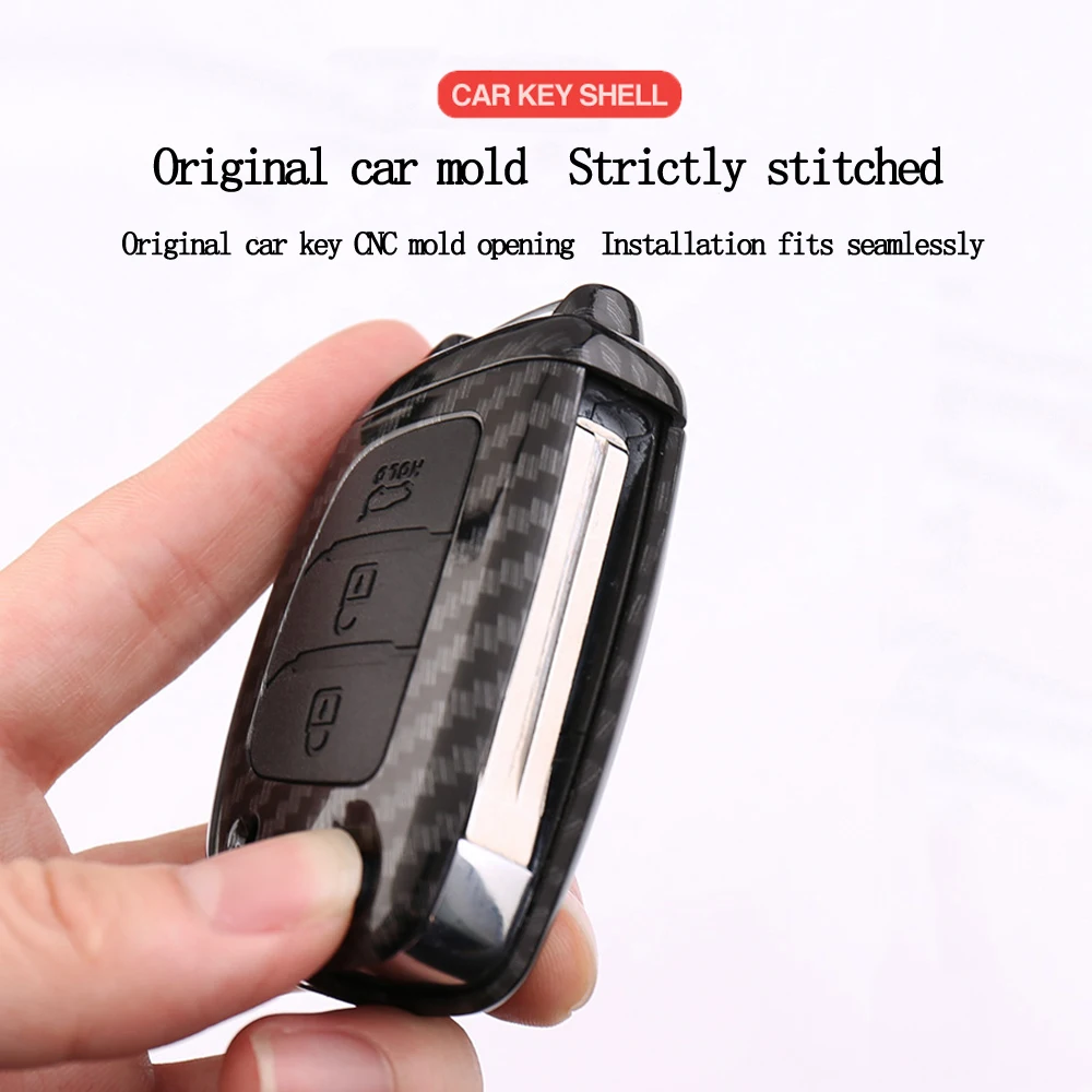 Чехол для ключа из углеродного волокна 3 кнопки чехол Брелока Для Elantra (2011 2015) Solaris