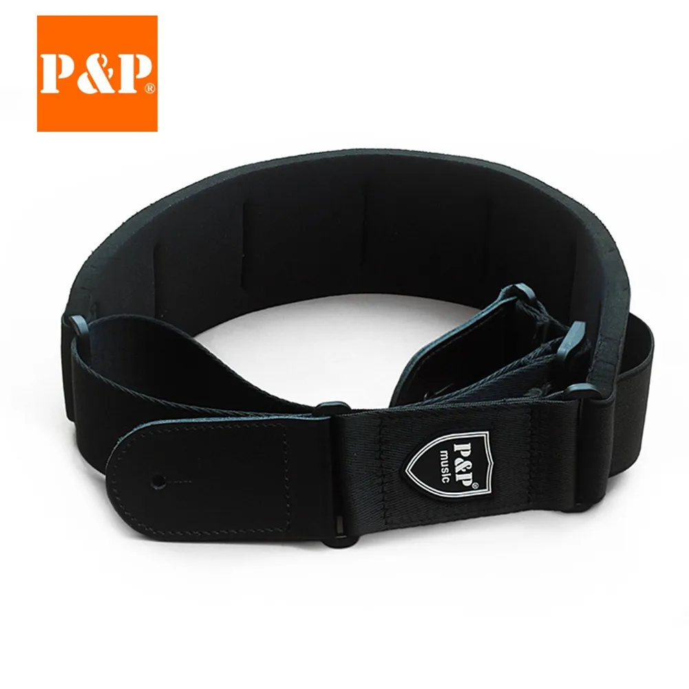 

P&P Bass Electric Guitar Strap Holder Thicken 3" Wide Adjustable Leather Sponge Bass Strap Belt Guitar Accessories Parts