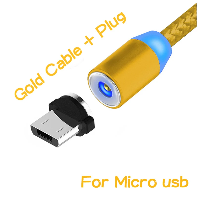 Магнитный usb-кабель для быстрой зарядки, магнитный кабель типа C для зарядки и передачи данных, шнур для мобильного телефона, 1 м, 2 м, кабель Microusb type-C для iPhone - Цвет: Gold micro usb