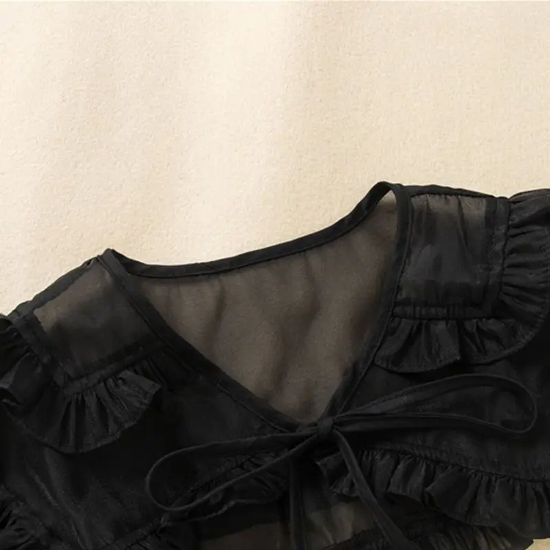 2020 Стильная женская рубашка в стиле преппи с оборками несколько рядов |