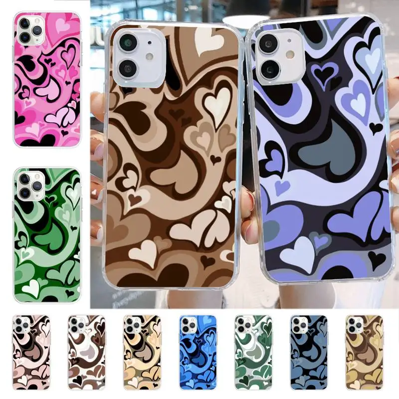 

Brown Hearts Phone Case for iphone 13 8 7 6 6S Plus X 5S SE 2020 XR 11 12 mini pro XS MAX