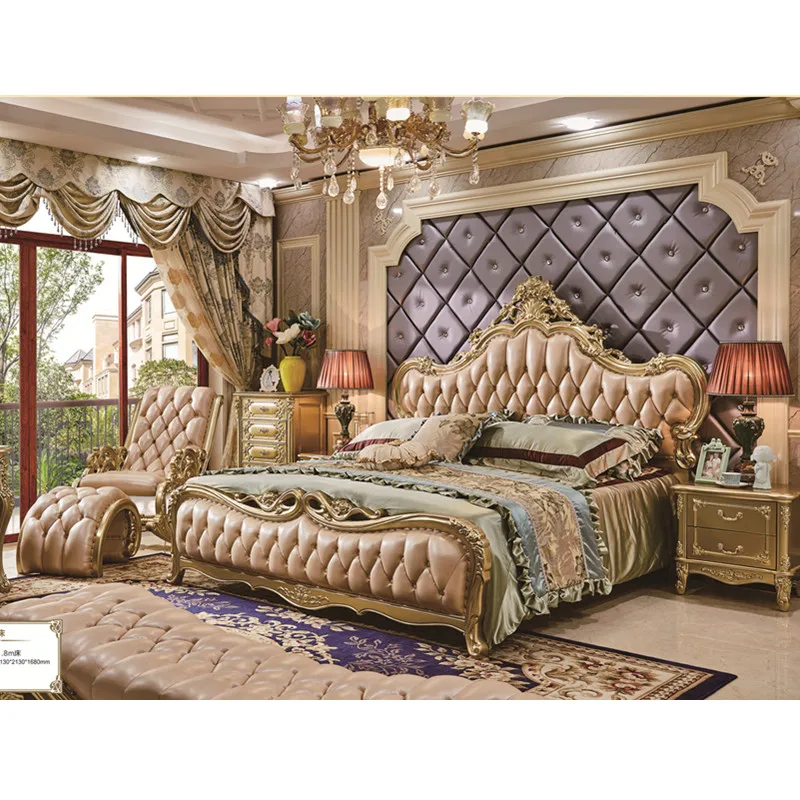 Роскошная королевская кровать золотистая мебель для спальни | Мебель