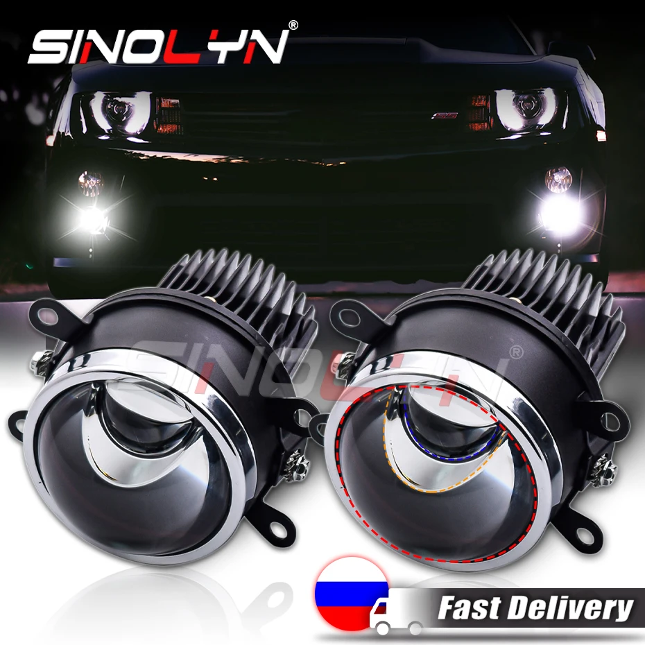 sinolyn hyperboloid fog lights bi led fog lenses ptf matrix projector lens led lights for car 6000k3000k car products retrofit free global shipping