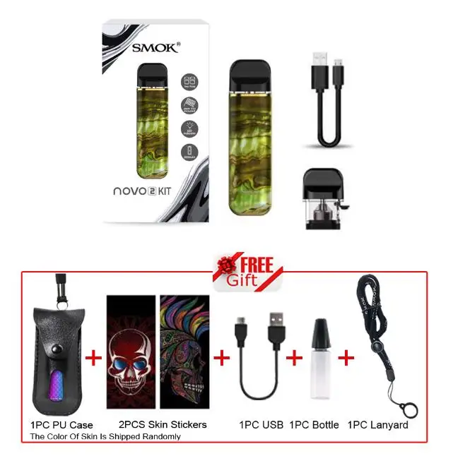 NOVO 2 Gold Shell Набор SMOK Novo 2 SMOK Pod, электронная сигарета, стартер, ручка с аккумулятором 800 мАч, 2 мл, катушка VS NORD - Цвет: NOVO 2 Gold Shell