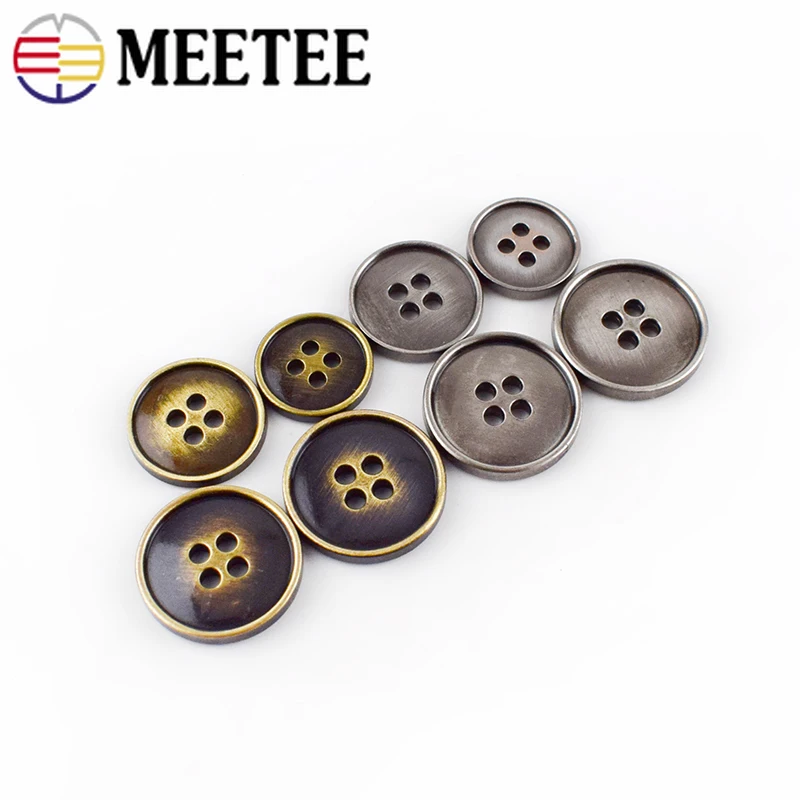 10/20 шт Meetee металлические кнопки 15/17/20/23 мм Ретро Бронзовая Серебряная Кнопка 4