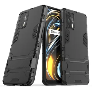for realme gt case cover for realme gt phone cover silicone robot armor kickstand protective shell hard pc back case coque capa free global shipping