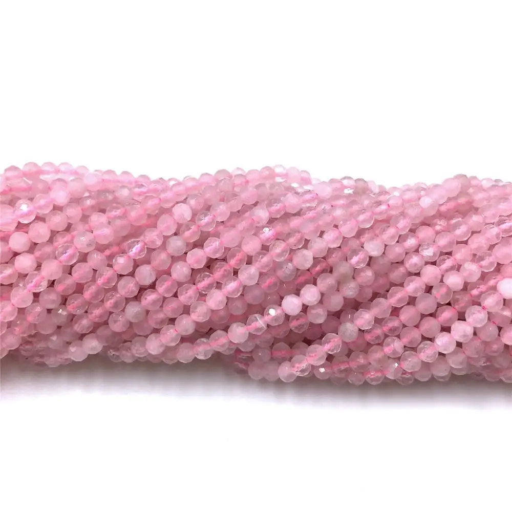 Розовый кварцс ограненный природный камень Бусины Крошечные маленькие 2 мм 3 4
