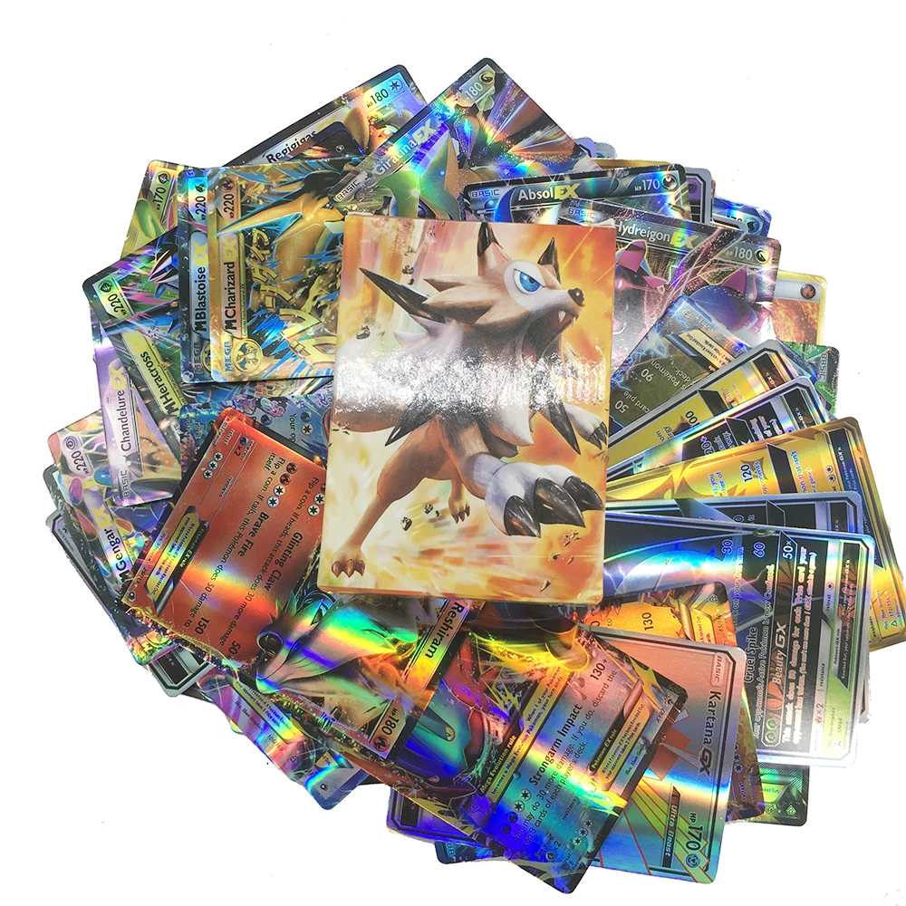 Блестящая карта Pokemon 100 шт. Обложка GX EX 3D щит для меча коллекционные подарки детей