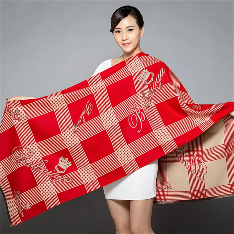 

Navy blue shawl new cashmere scarf reversible warm fashion travel scarf elegant Black plaid Scarf versatile winter blanket shawl