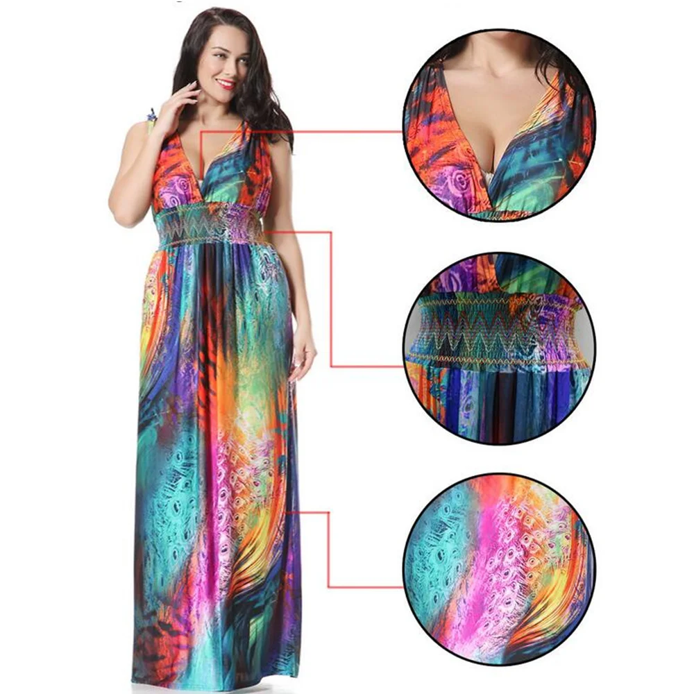 Мода 2021 женские летние Украина элегантные принтом пляжное платье в богемном