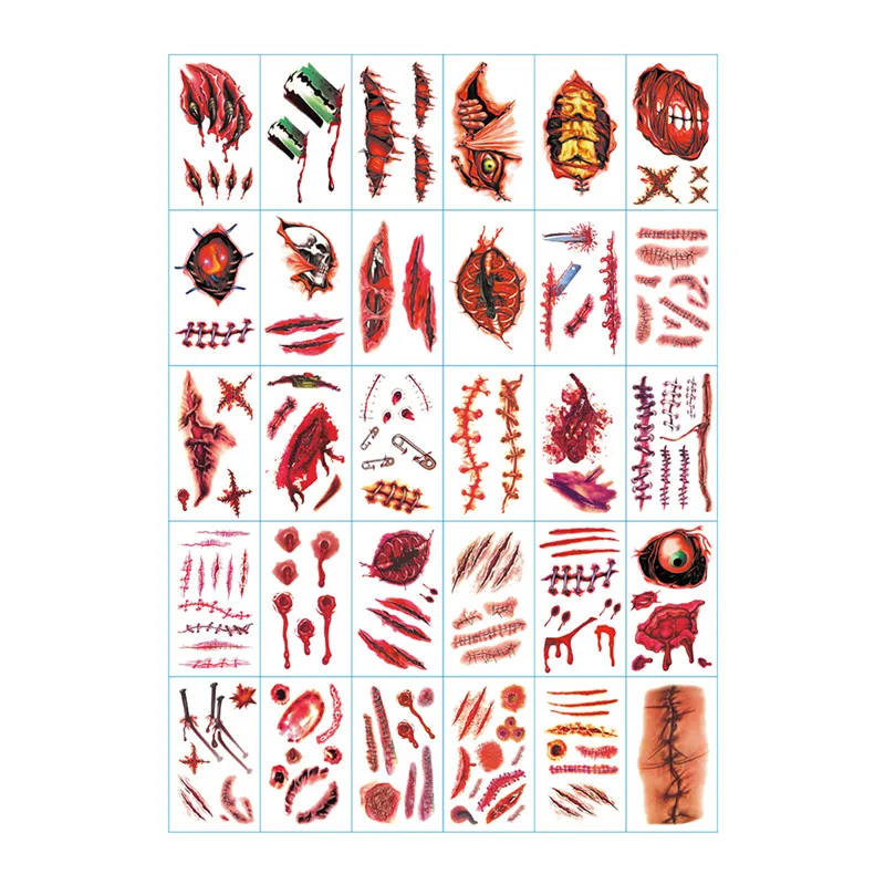 Водостойкая Временная тату наклейка на Хэллоуин 30 шт.|Временные тату| |