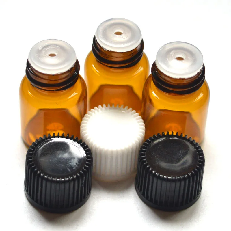 

20pcs 2ml Essential Oil Glass Vials with Orifice Reducer Screw Cap Small Sample Mini Amber Bottle