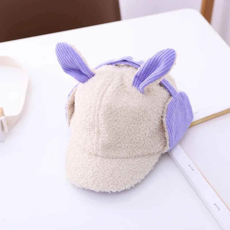 

Winter Warm Children Cute Hat High Quality Wool Cap Ear Protection Hat Fleece Baseball Cap Rabbit Ear Hat Sombrero