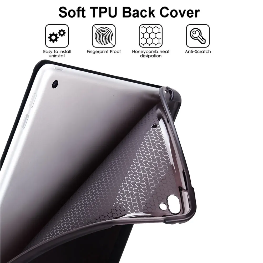 Для iPad чехол с карандашом, тонкий тройной Стенд смарт-чехол для iPad Air 1 2 9,7 дюймов чехол s со стилями ручка+ пленка