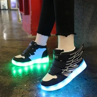 size 25 37 boy glowing children casual shoes sole with led light sneakers usb charged wing luminous shoes for kids girls tenis