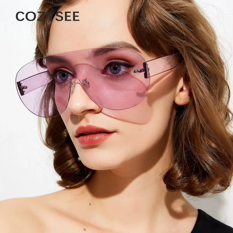 Винтаж без оправы Овальные Солнцезащитные очки женские 2020 дизайнерские Itaty бренд