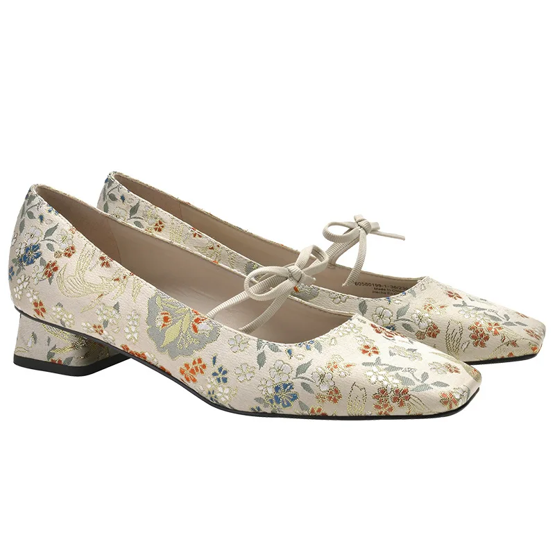 

Casual Woman Shoe Shallow Mouth Modis All-Match Square Toe Elegant Low Heels 2021 Comfortable New Summer Basic Solid Lace-Up Fab