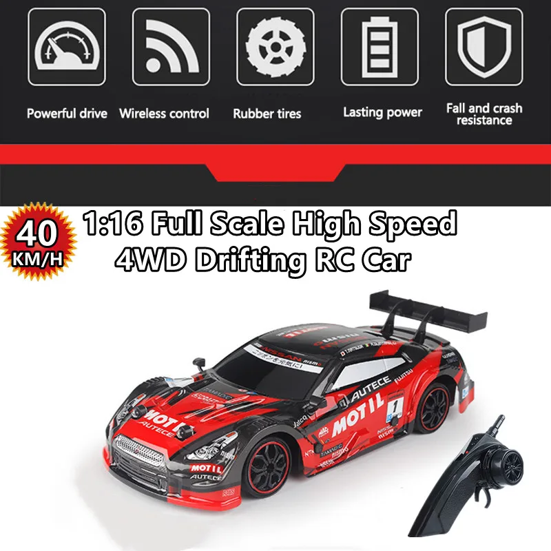 1:16 Scale Infinitely Variable Speed Remote Control Racing Car 40KM/H Cool Light Auto Demonstration Rapid Drift RC Car Kid Toy