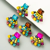 european womens earrings vintage palm design color rhinestones stud earrings fashion gem women ins jewelry 2020