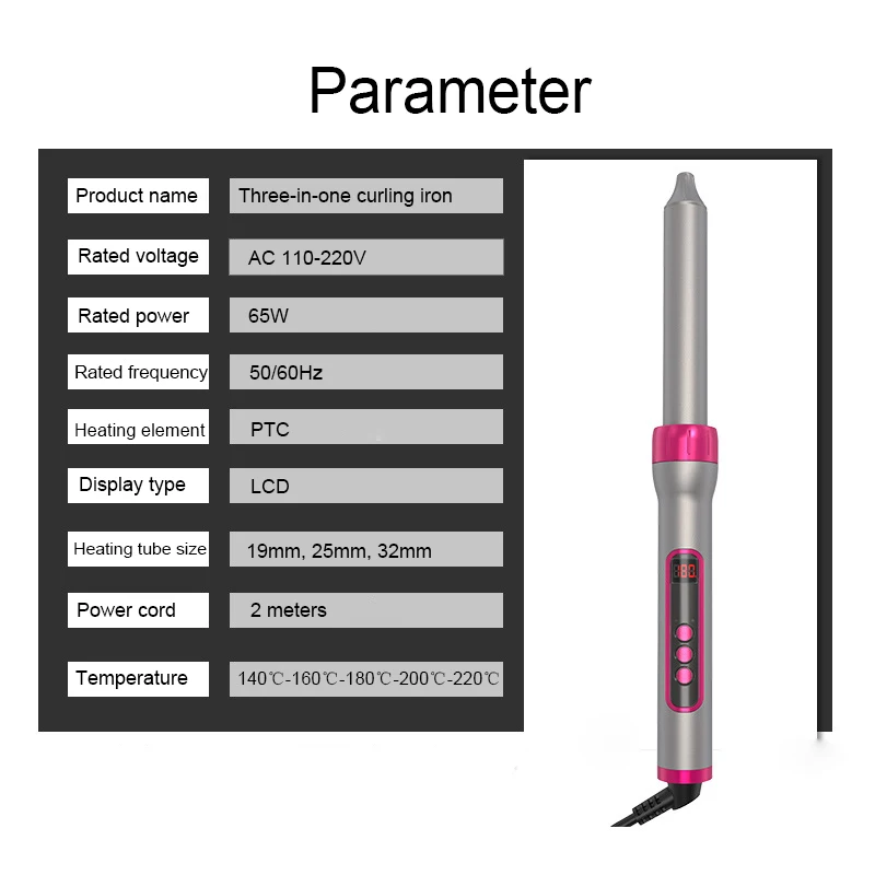 3 в 1 утюжок для волос с тройными сменными керамическими бочками покрытием без