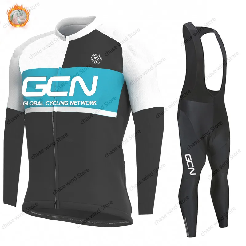 

2021 GCN Мужская велосипедная одежда с длинным рукавом, велосипедный комплект, Зимняя Теплая Флисовая веломайка, одежда для велоспорта, зимняя ...