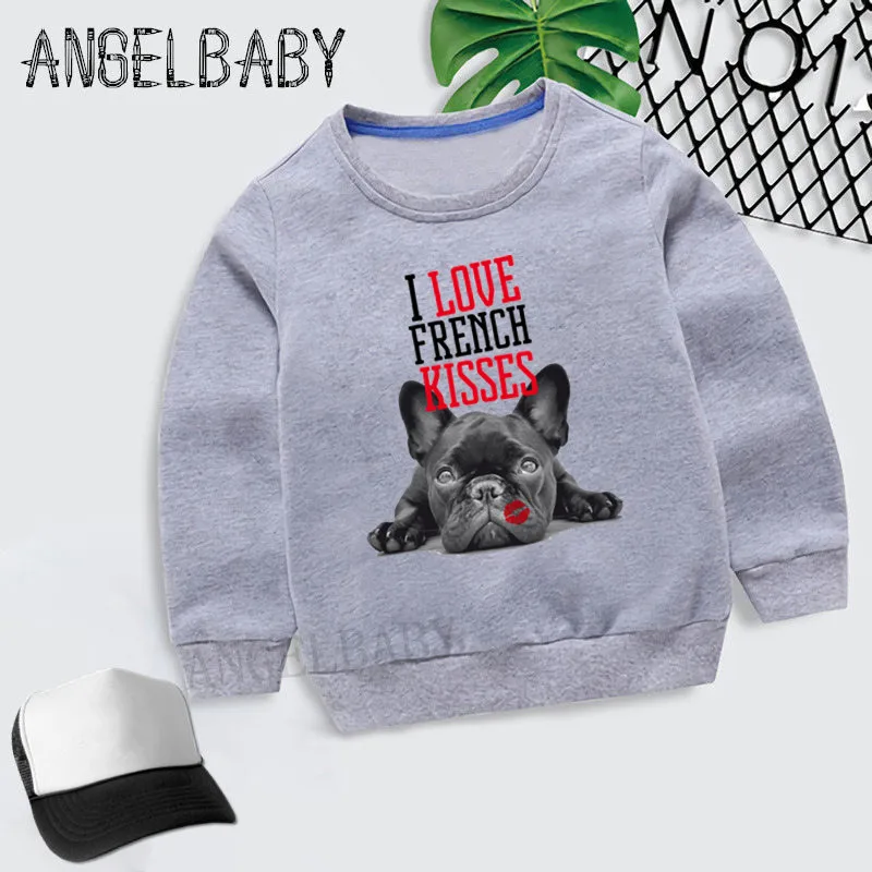 Kids French Bulldog Kisses Cartoon Hoodies Boys Girls Sweatshirt Children Autumn Tops Baby Cotton Clothes KYT2123 |