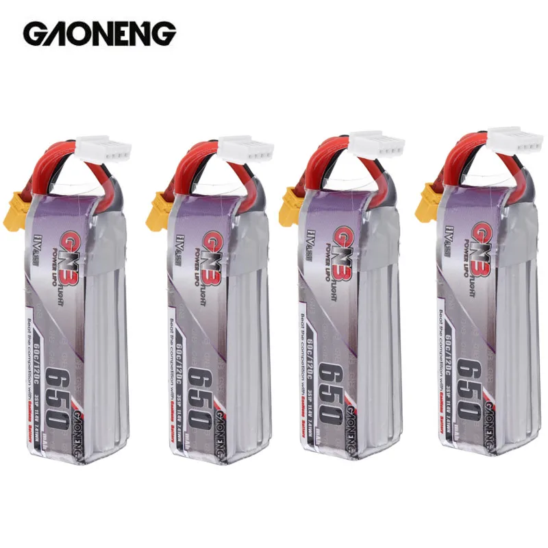 4 шт. Gaoneng 11 в 650 мАч 60C 3S HV 35 Lipo батарея XT30 для радиоуправляемого квадрокоптера