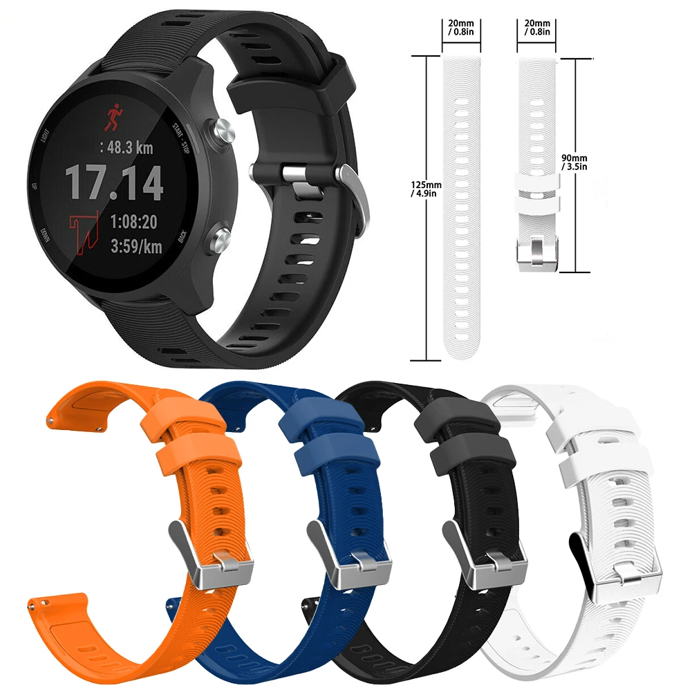 Ремешок силиконовый для наручных часов 20 мм с волнистым рисунком Garmin Forerunner 245/245