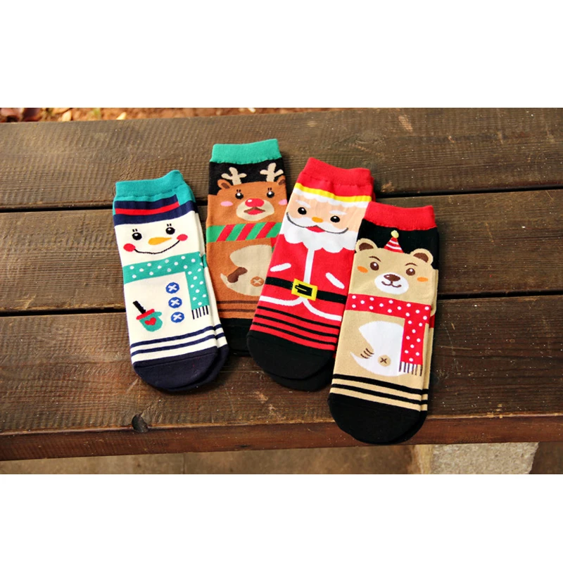 Носки Meihuida с Санта Клаусом из мягкого хлопка Забавные милые носки до щиколотки