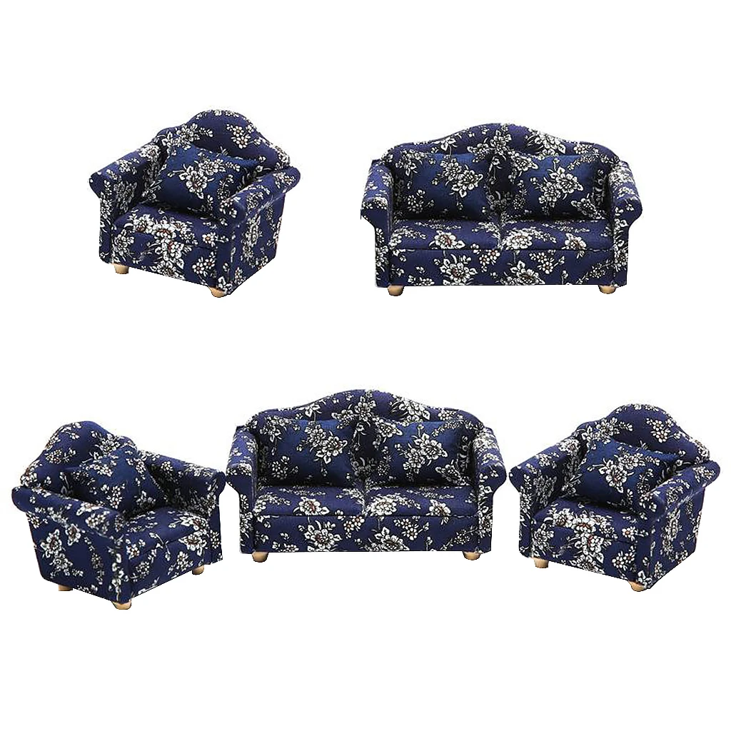 

1:12 Dollhouse Miniature Mini Upholstered Sofa Home Furniture Set Decoration