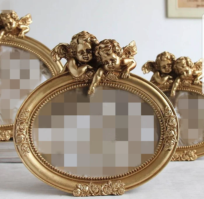 7 inch golden oval Ретро фоторамки золотистого цвета, семейные свадебные фоторамки для пар, Фоторамки из смолы, стеклянные рамки для домашнего декора, овальные прямоугольные - Цвет: 7 inch golden oval