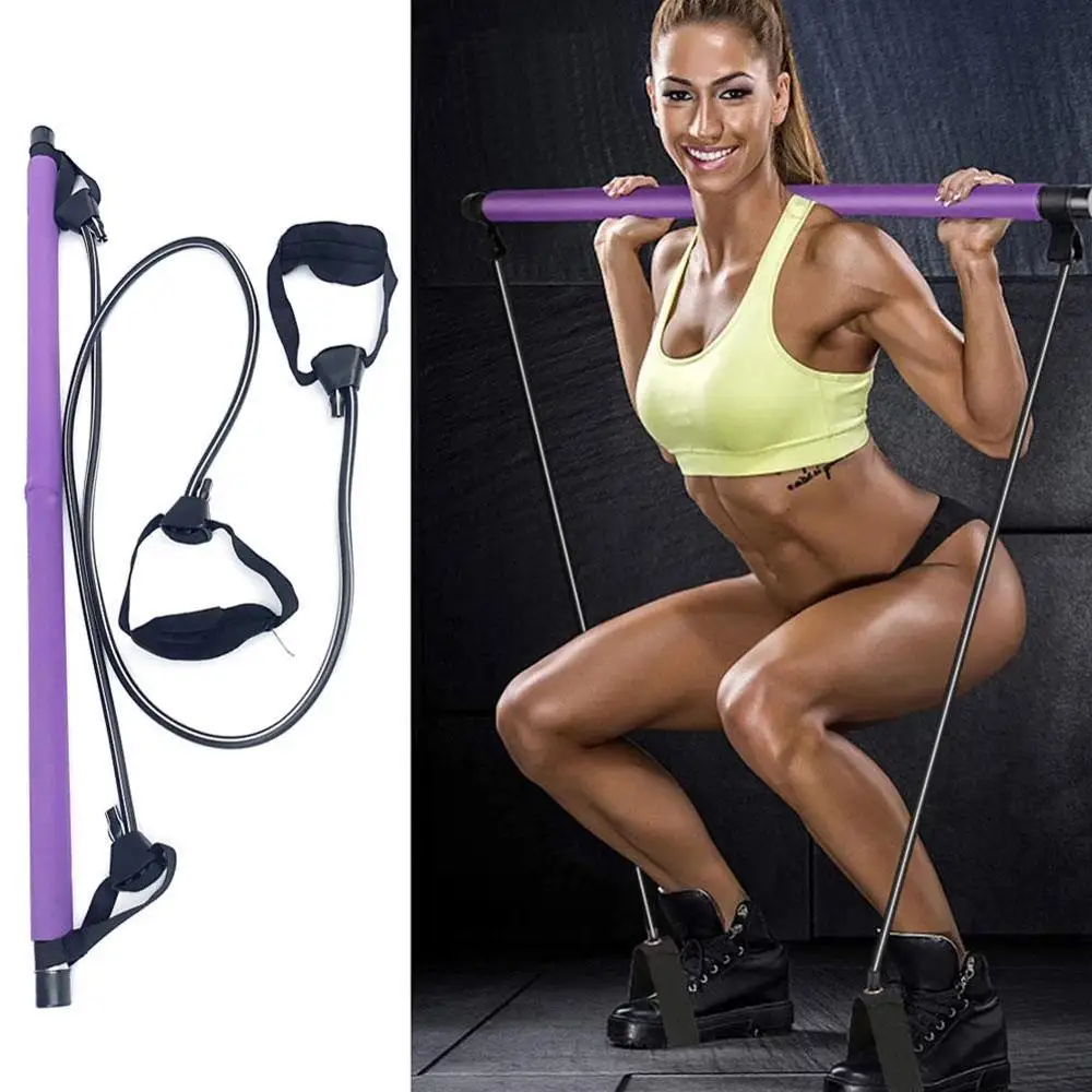 

Multifuction Yoga Pull Strap Rally Bar Pilates Barre Fitness Workout Resistance Band Squat Training Fitness Equipment