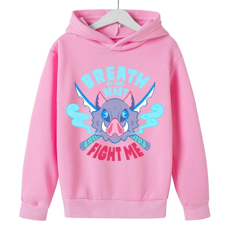 

Children Cartoon Demon Slayer Print Cotton Pullover Long Sleeve Fierce Boys and girls Fashion Sweater Loose Hoodie 4T-14T