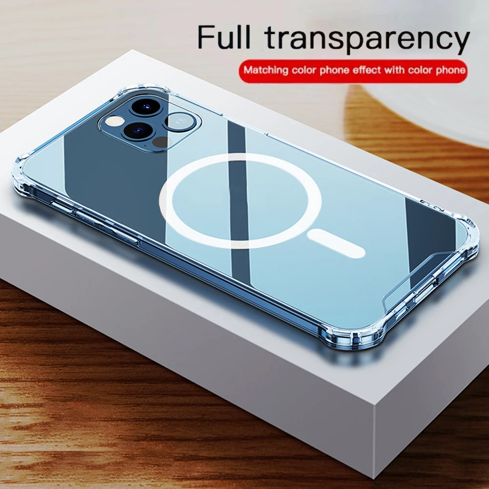 

Phone Case For IPhone 12 Protector Magnetic Full Body Scratch Resistant Anti-Skid Shockproof Silicone Protection Transparent