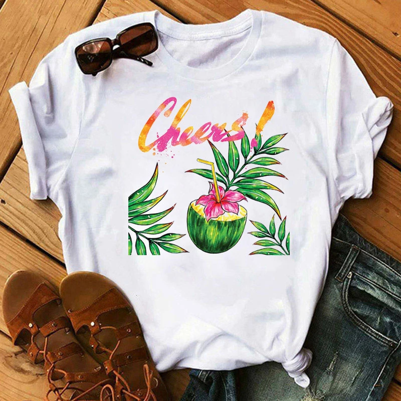 

Cheers Watercolor Wine Printed Tops Tee Harajuku Women T Shirt Aesthetics Graphic Short Sleeve T Shirts Female Ladies T-shirts
