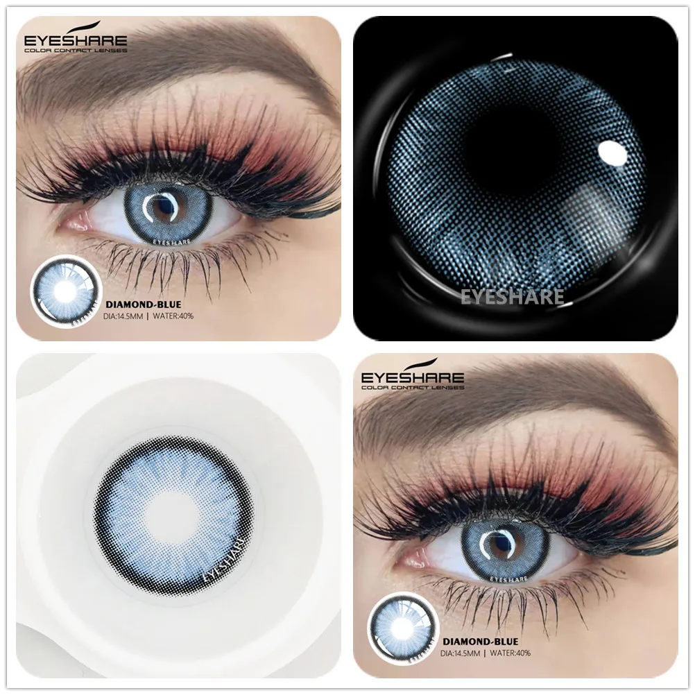 Контактные линзы EYESHARE серия DIAMOND цветные контактные школьный макияж Голубые