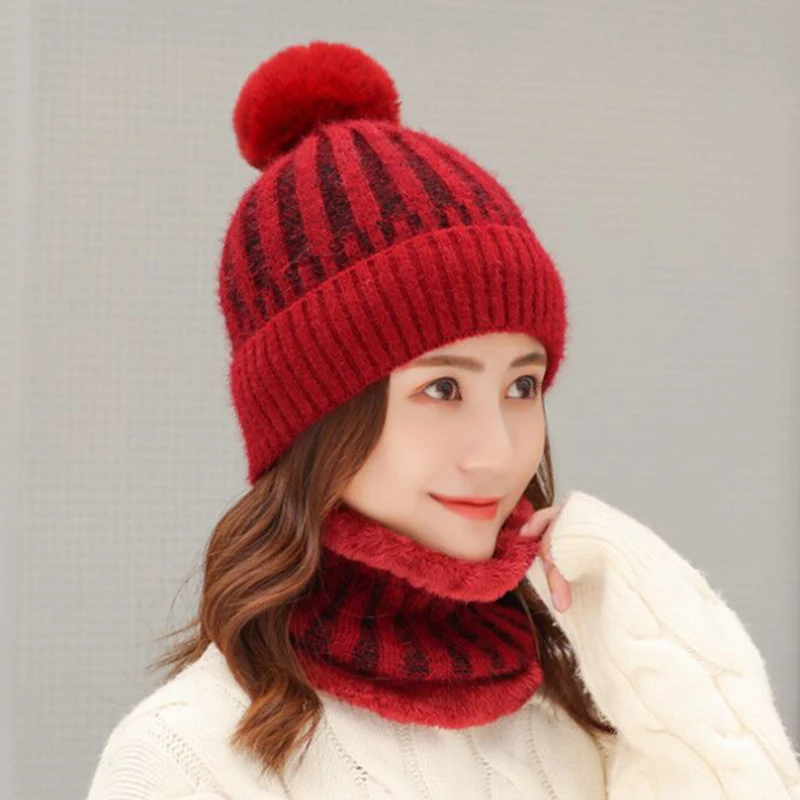 Женская Теплая Шапка бини зимние шапки для верховой езды зимняя женская вязаная