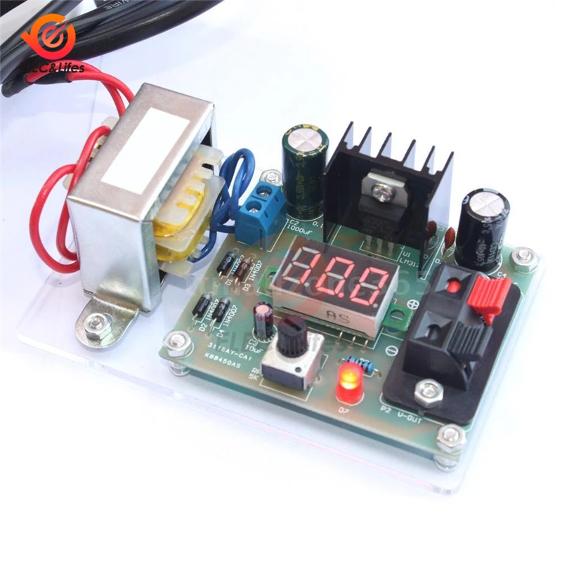 

LM317 Adjustable DC Voltage Regulator AC 220V 110V to 12V Step Down Power Supply Transformer module Diy kit Volt Converter board