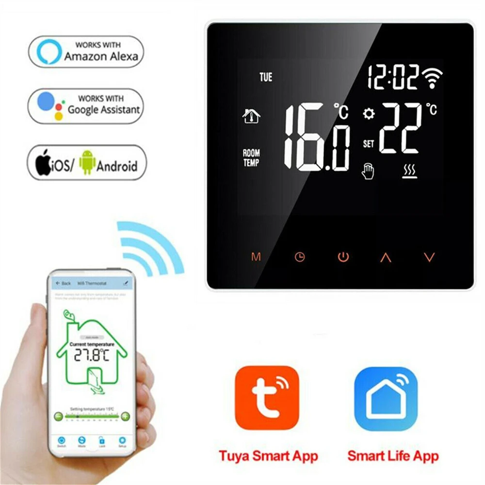 

Tuya WiFi Smart Thermostat Touch Display Electric Floor Heating Water/Gas Boiler Temperature APP Control for Alexa Google Home