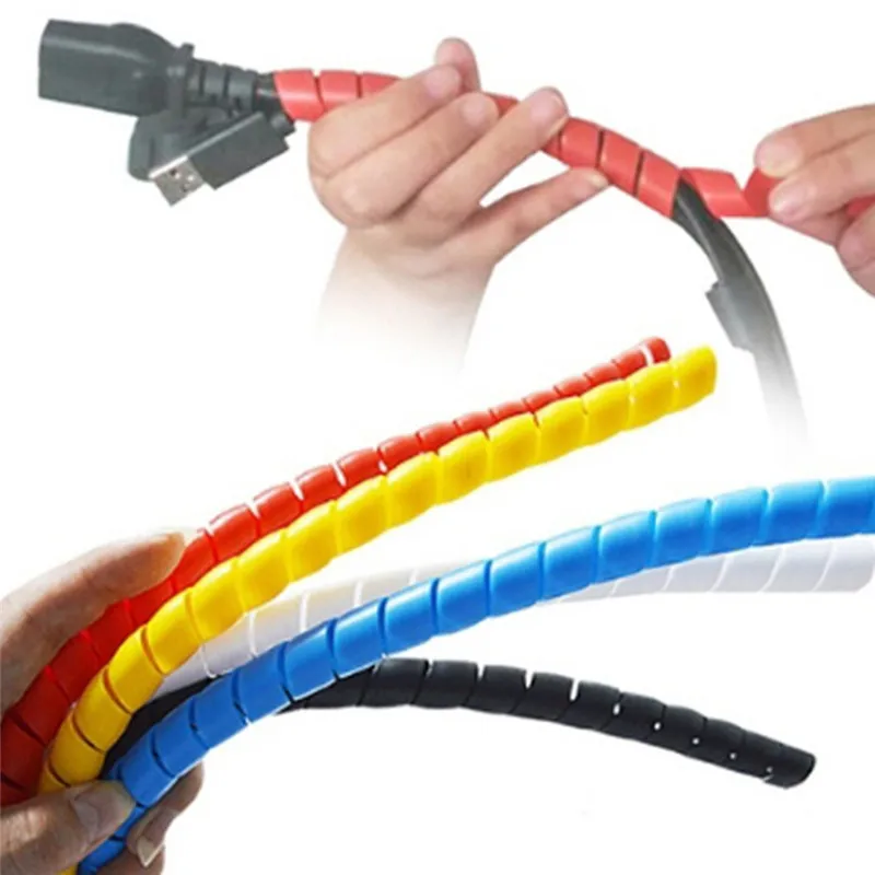 

Hot 1M 10mm/14mm Spiral Wire Organizer Wrap Tube Flame Retardant Cable Sleeve Colorful Cable Casing Cable Sleeves Winding Pipe